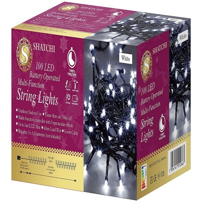 Shatchi Battery Operated 100 LED Multi Function Timer Lights RRP 6.99 CLEARANCE XL 2.99